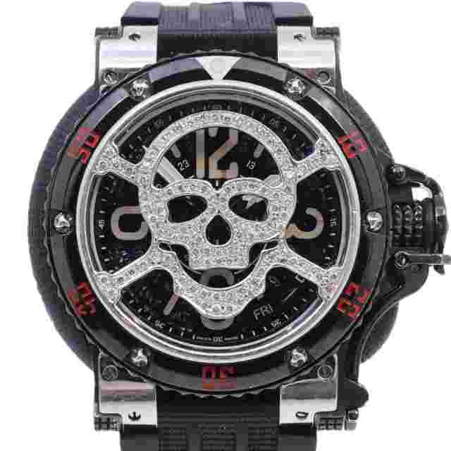 Aquanautic King Sub Commander Automatic Skull-Shaped Diamond-Studded Grid Bezel