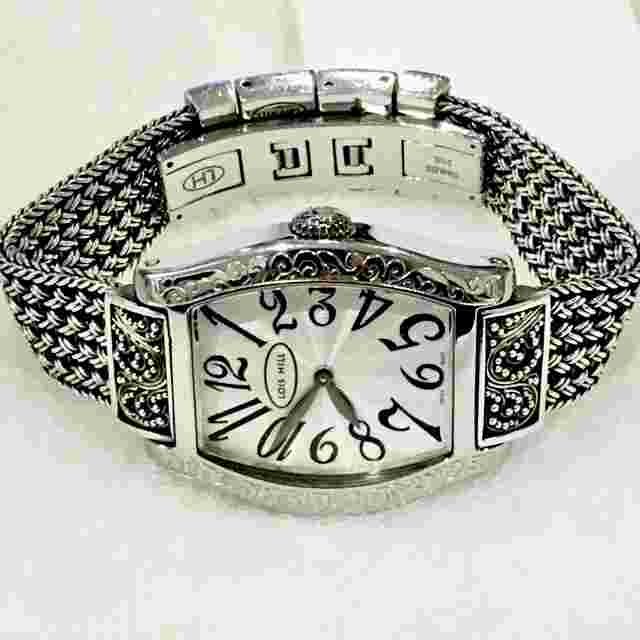 Lois Hill Watch Sterling Silver Thai Flat Weave Band Swiss Made Watch