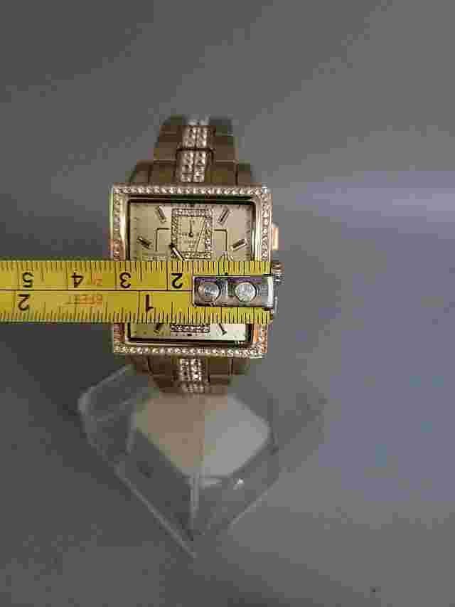 RARE JENNIFER LOPEZ SQUARE WOMENS CHRONOGRAPH WATCH GOLD TONE 7" WRIST MAX R1