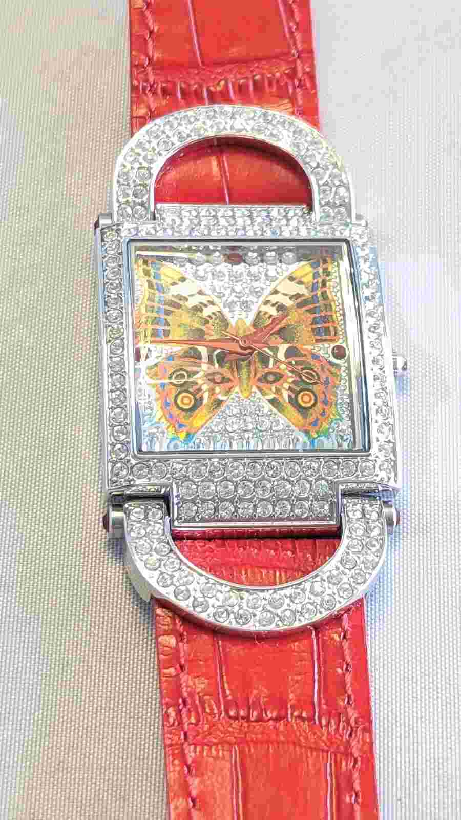 Adrienne Couture Collection Red Butterfly Watch