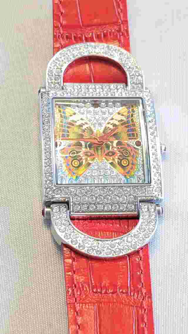 Adrienne Couture Collection Red Butterfly Watch