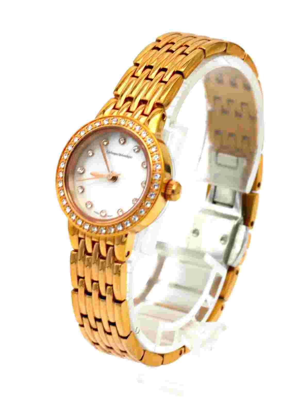 CATHERINE MALANDRINO GOLD TONE STAINLESS STEEL MOTHER OF PEARL WOMEN'S WATCH