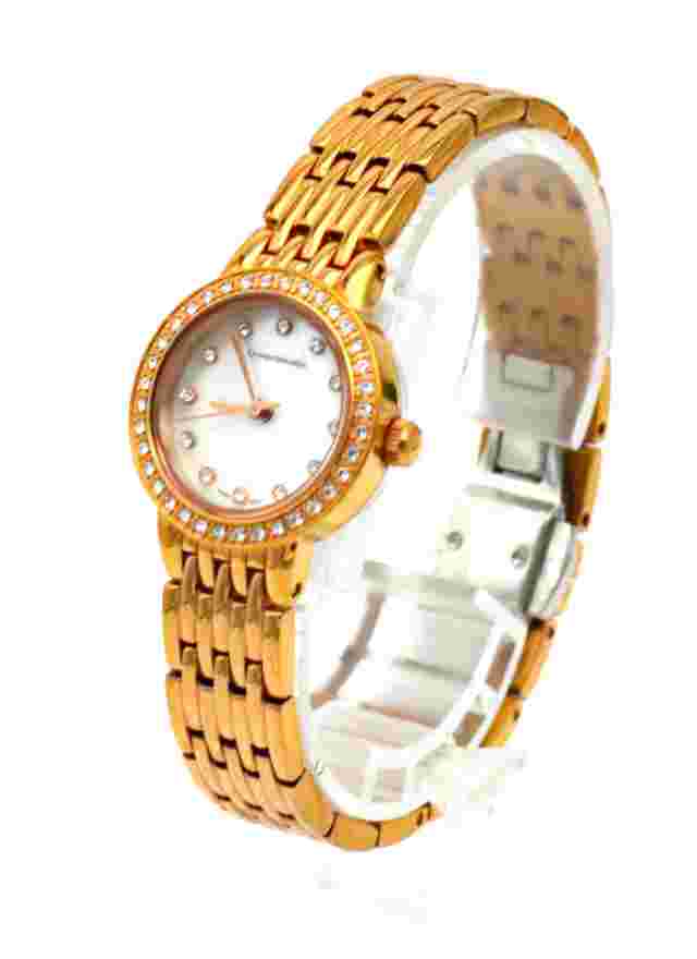 CATHERINE MALANDRINO GOLD TONE STAINLESS STEEL MOTHER OF PEARL WOMEN'S WATCH