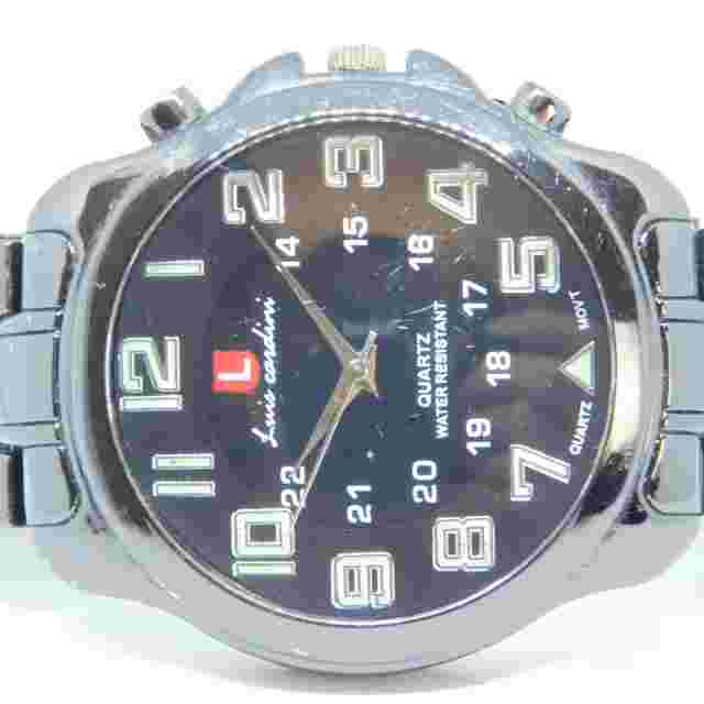 Luis Cardini Black Tone Quartz Analog Men's Watch Sz. 7 1/4" New Battery
