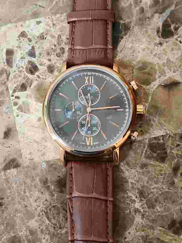 Romilly Mens Automatic Analog Watch rose gold Case Brown Leather