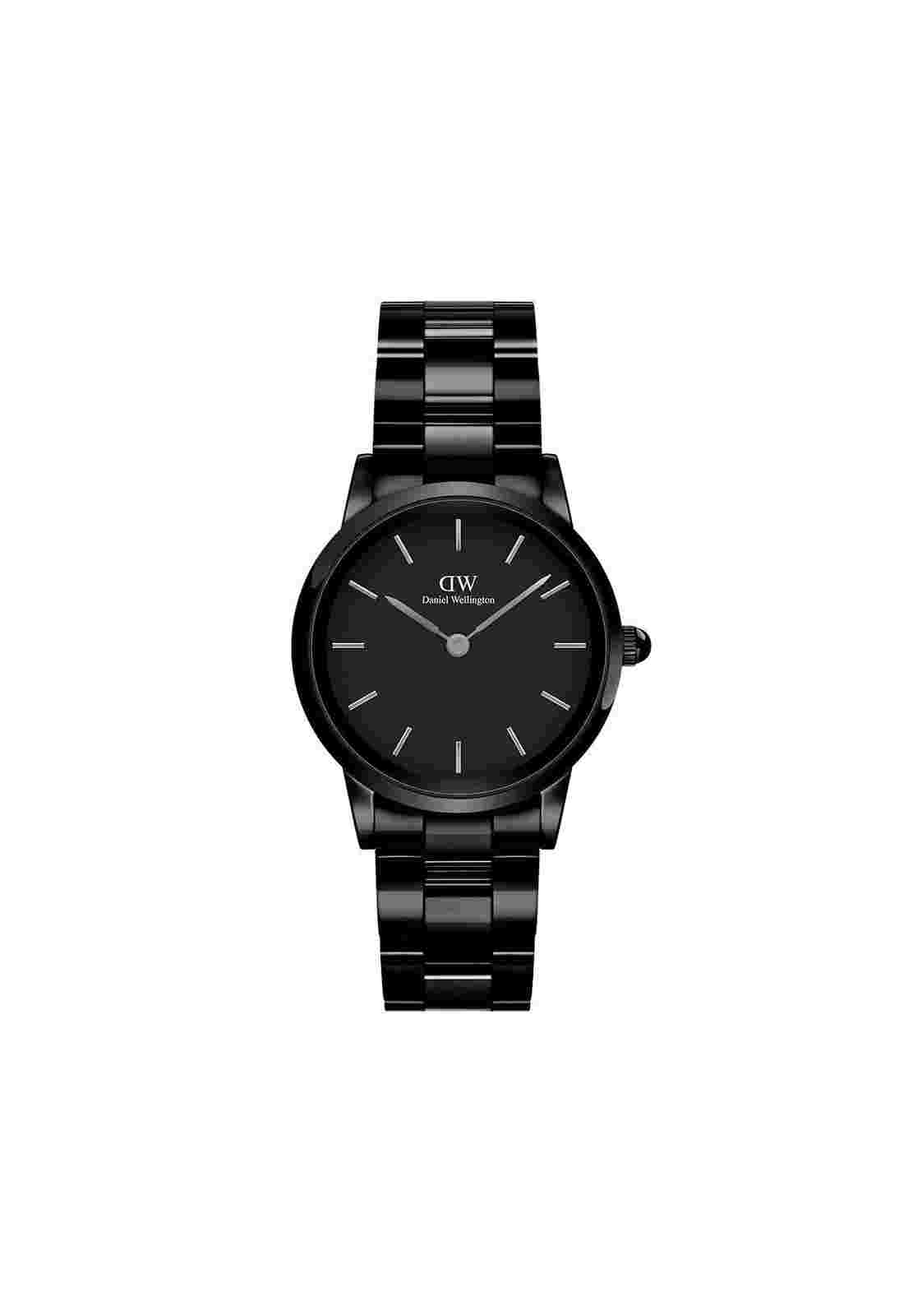 Daniel Wellington Iconic Link Ceramic Analog Black Dial Women's Watch-DW00100415