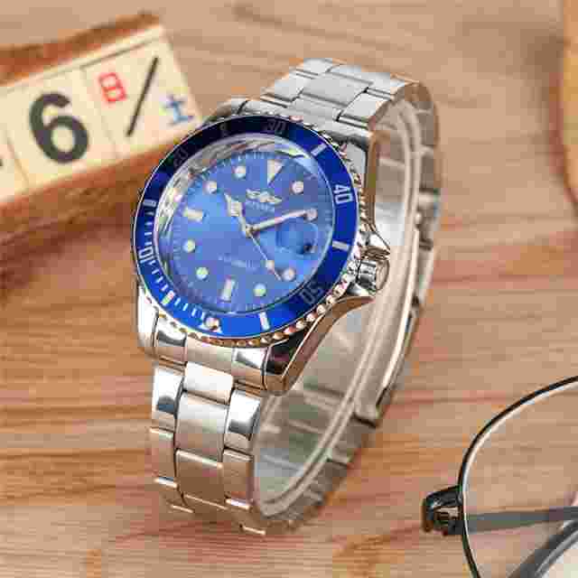 Men's Business Watch Winner Automatic Mechanical Wristwatch Steel Bracelet Band