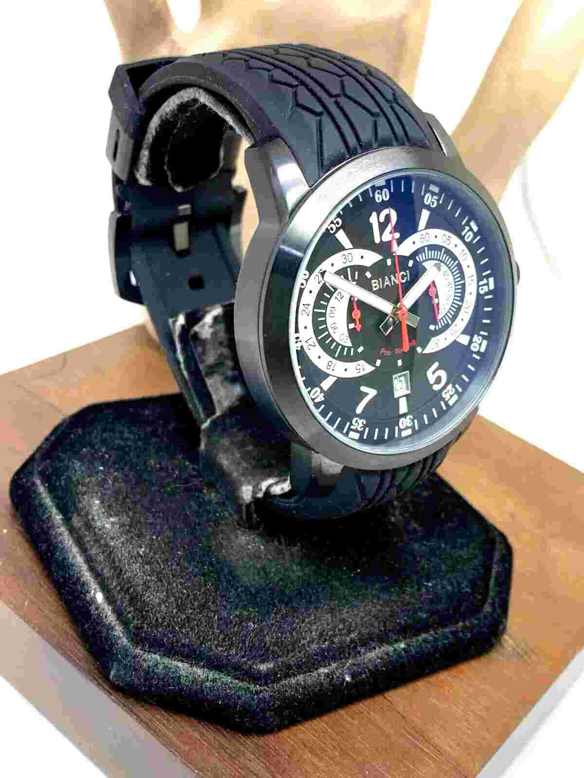 Roberto Bianci Men's Watch RB70965 Quartz Chronograph Black Dial Rubber 46mm