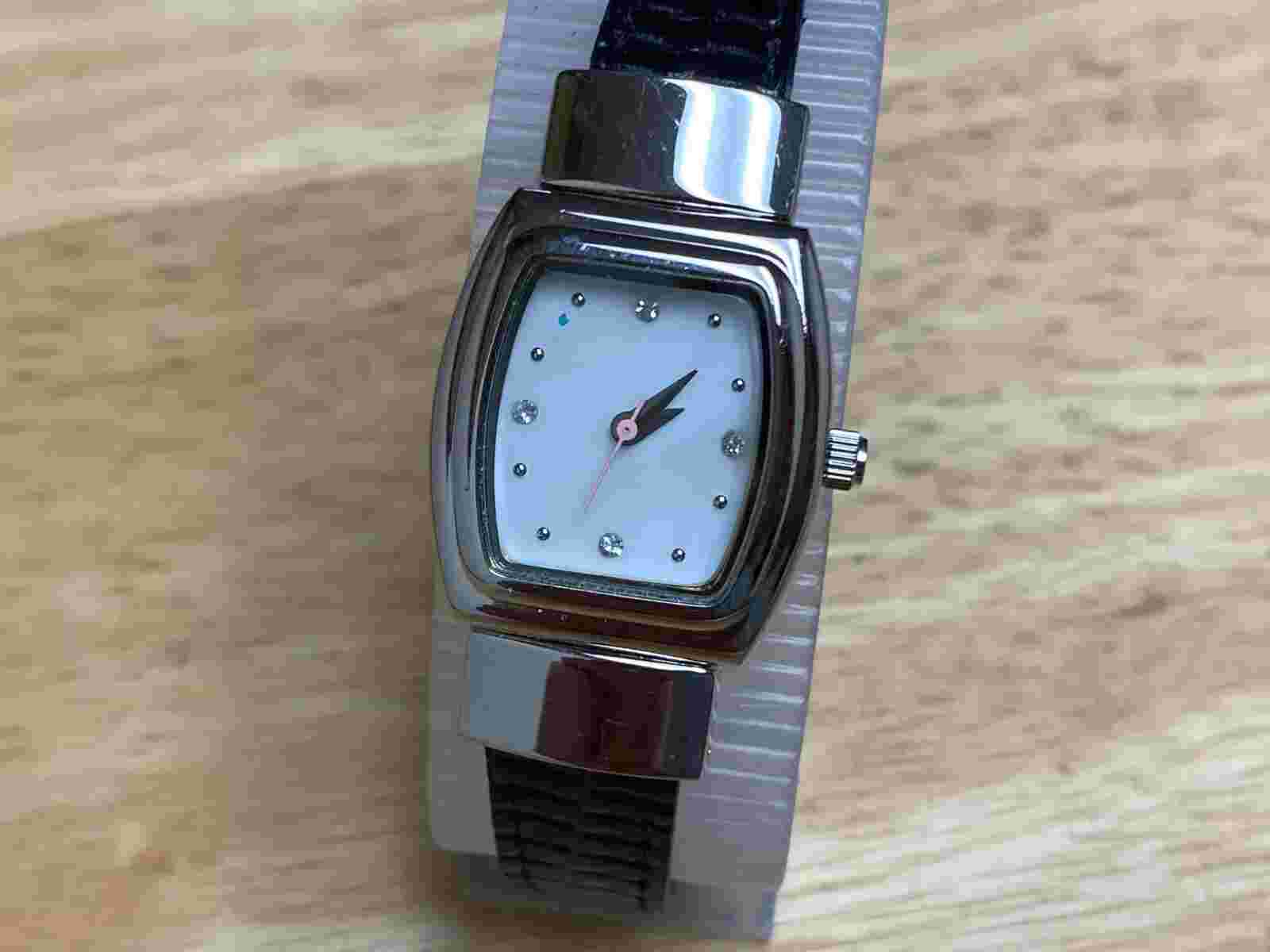 VTG Mary Kay Lady Faux Diamonds Convertible Band Leather Quartz Watch~New Batter