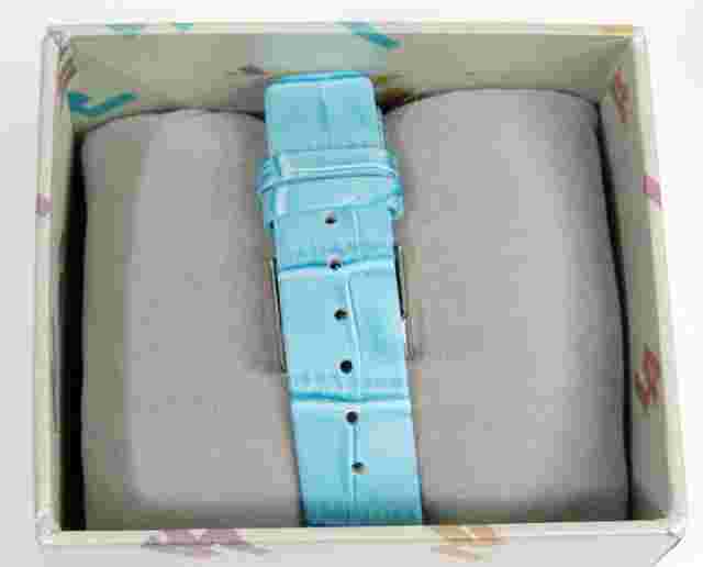 NIB Leather Strap Rectangle Crystals Ladies Watch New England Patriots LogoArt