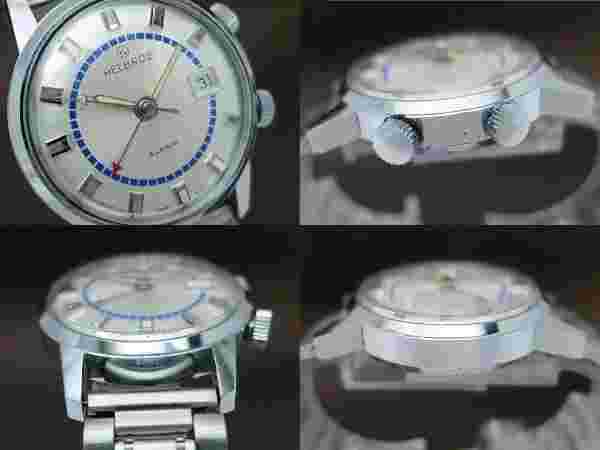 Helbros Alarm Date 4H Plated/SS Silver Dial Date Manual 36mm Men's watch Vintage