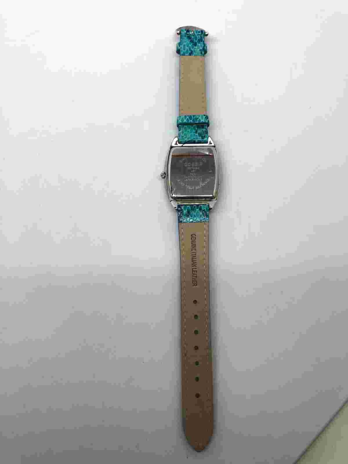 New Gossip ladies silver tone wrist Watch turquoise blue snake Leather band
