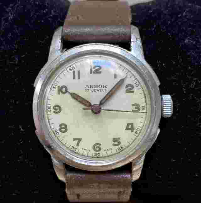 1940 ARBOR WWII ERA 17Jewel Military Watch Stainless Rodana Movement Vintage (M)