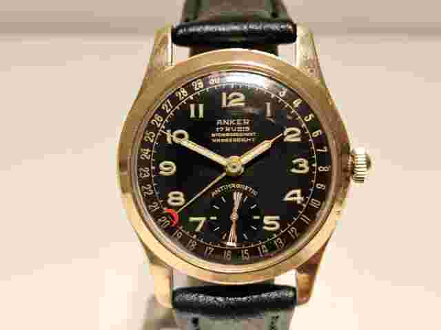 VINTAGE RARE LUXURY GOLD PLATED 33.5mm MEN'S GERMANY WATCH "ANKER" POINTER DATE