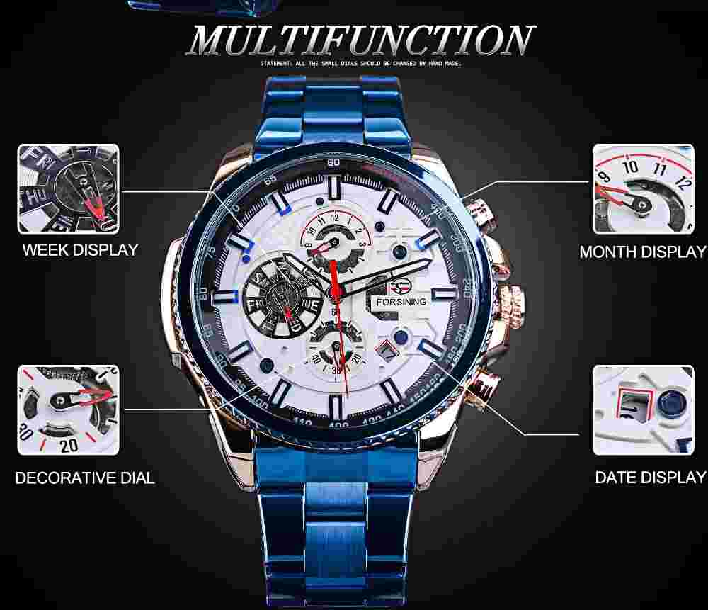 FORSINING Luxury Men Steel Waterproof Automatic Self-Wind Mechanical Wrist Watch