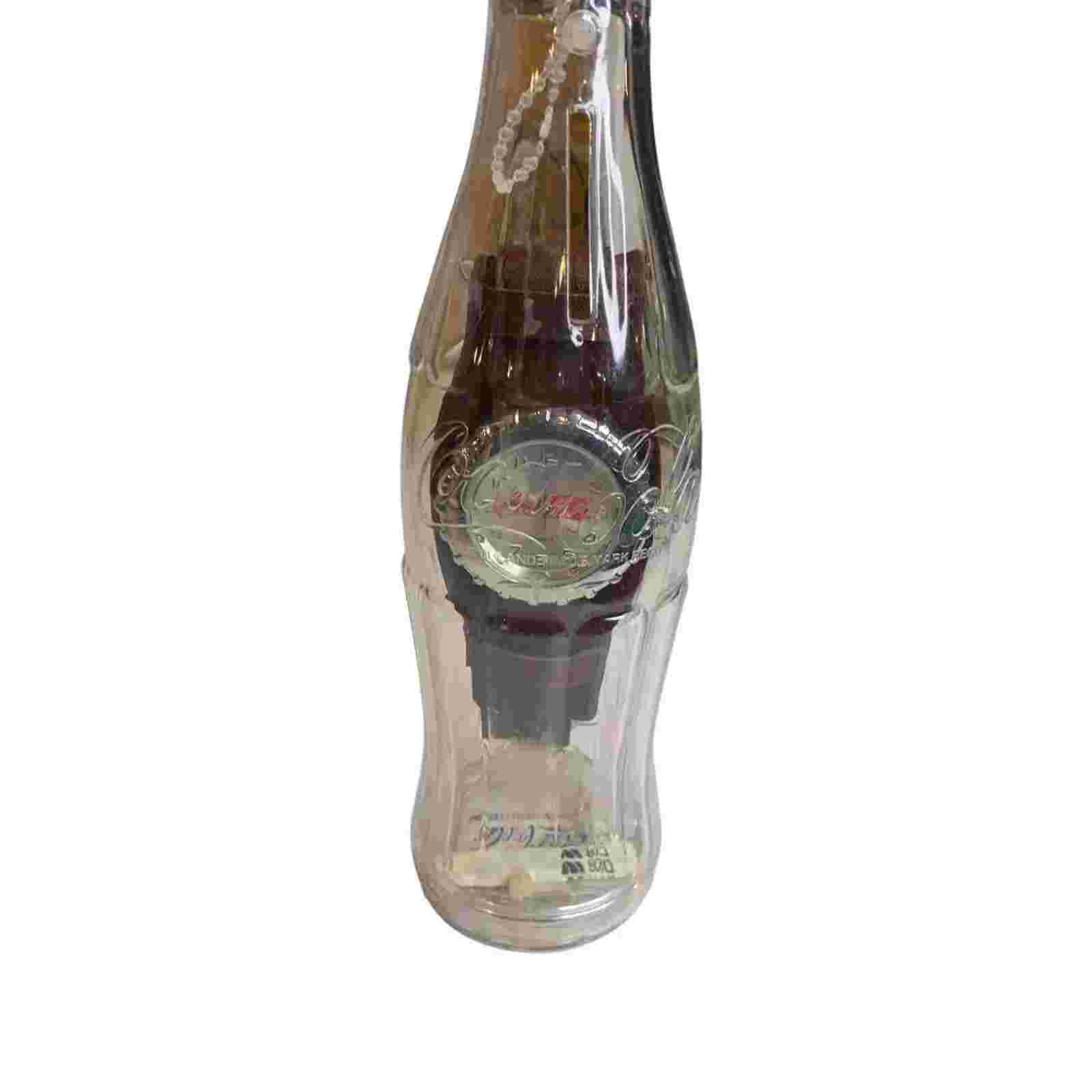 2002 Coca-Cola Watch in Plastic Bottle Sealed Wristwatch Leather Band