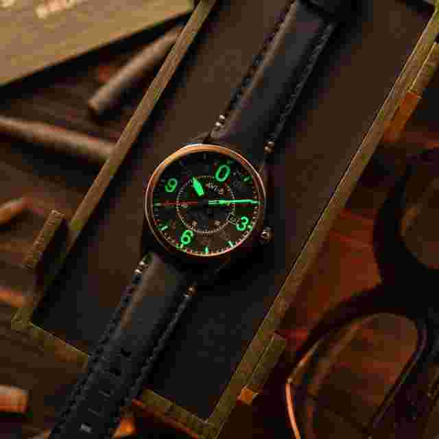 AVI-8 Spitfire Smith Distressed Blue Dial Dress Automatic Men's Watch AV-4090-05