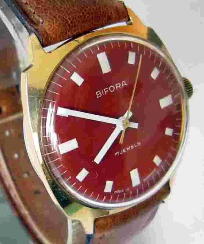 VINTAGE GERMAN "BIFORA" GOLD PLATED MEN'S WRIST WATCH,SERVICED,MINT,1950's # 56A