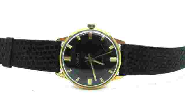 Vintage Men's  SWANK 17 Jewel WRIST WATCH ( Black Dial)