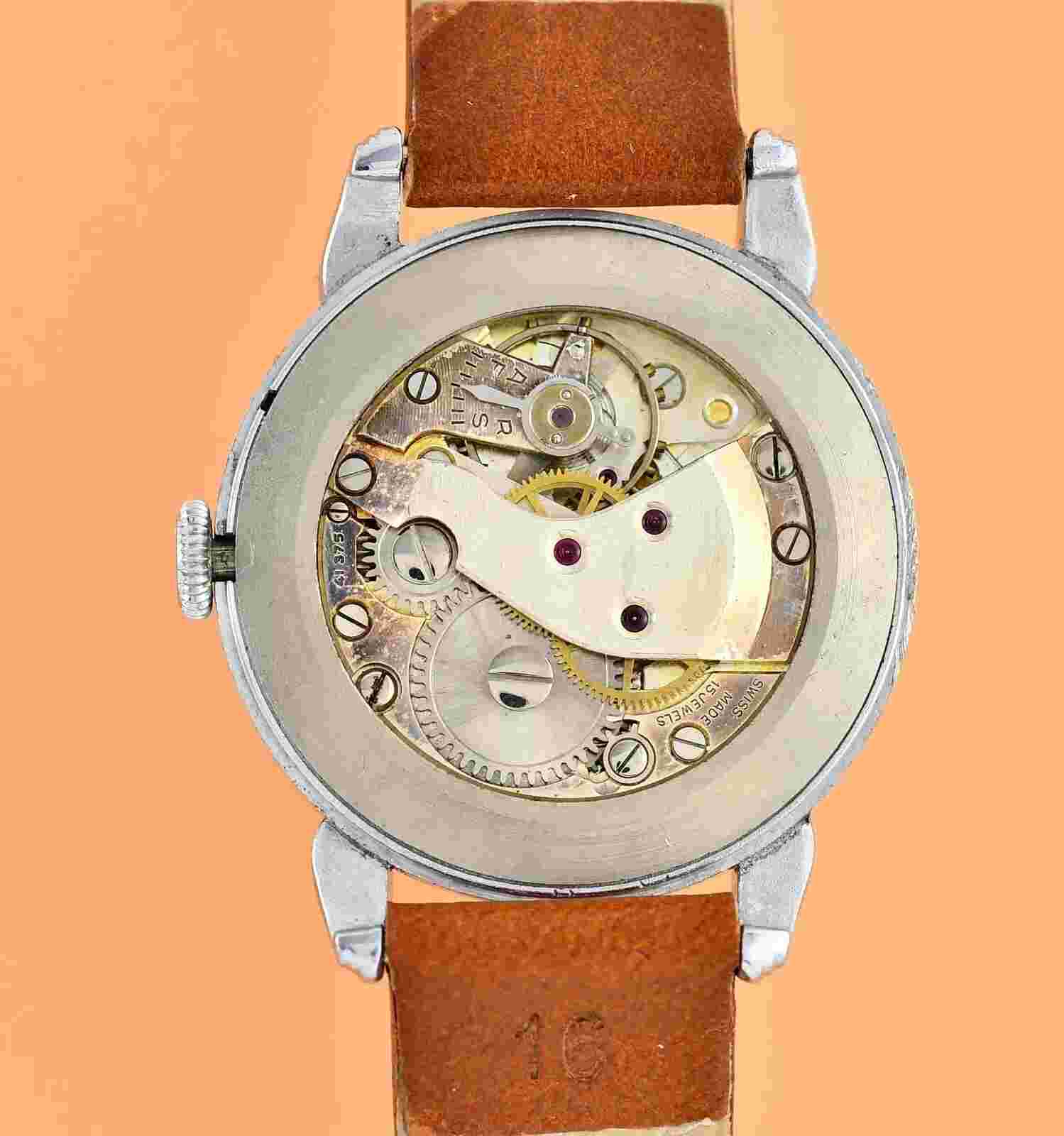 Vintage PRONTO - Crab 33mm case - Salmon Dial- 40's Swiss mens mechanical watch