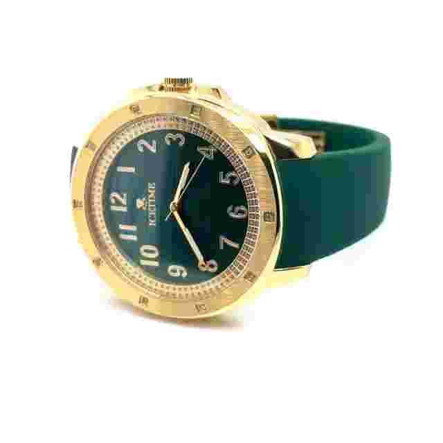IceTime 42mm Men's Yellow Gold Steel Watch Iced 0.10ct Diamonds Green Dial AB102