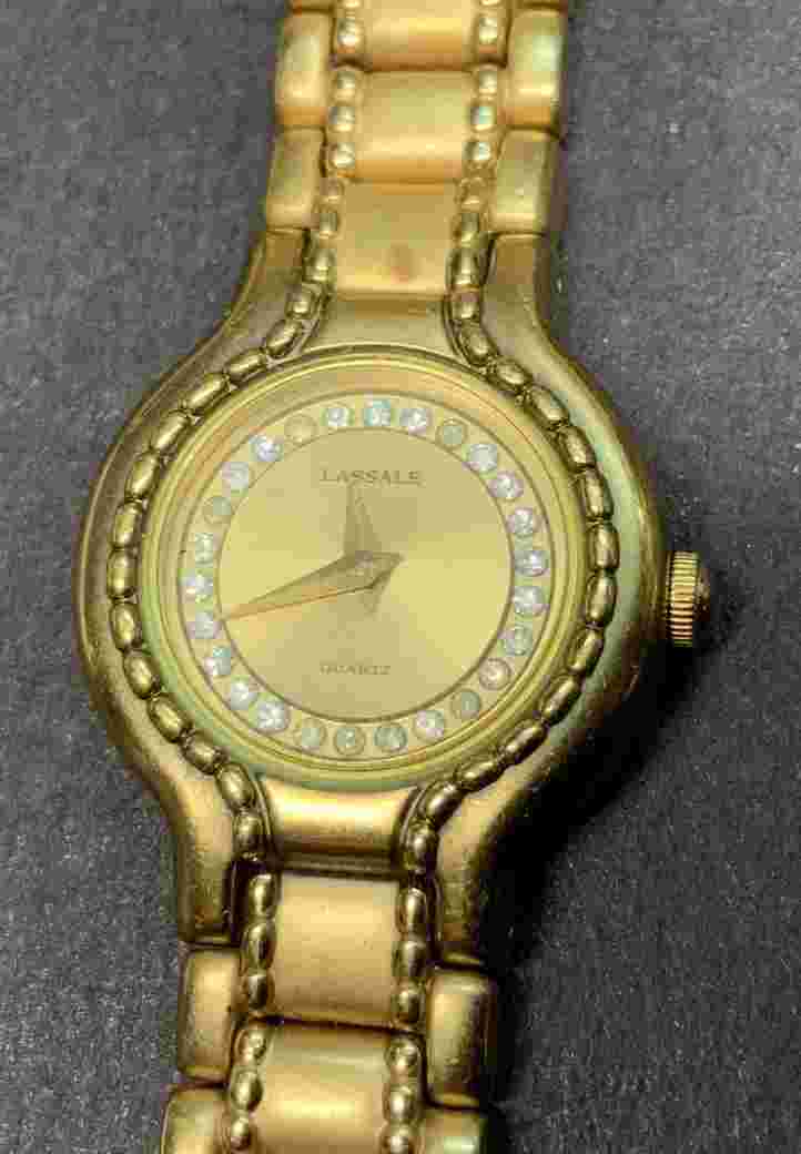 Lassale by Seiko Women 4N00-0259 Gold Tone Pave 20mm Ladies Watch, Working