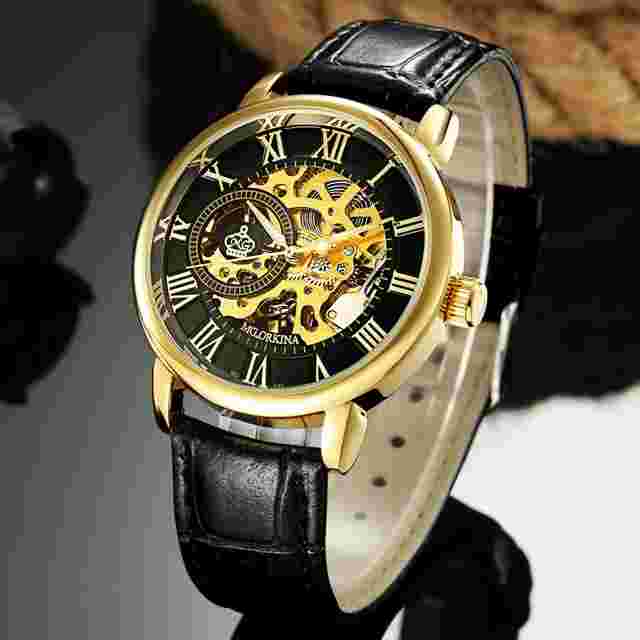 Wristwatch Men’s Royal Classic Roman Index Mechanical Automatic Leather