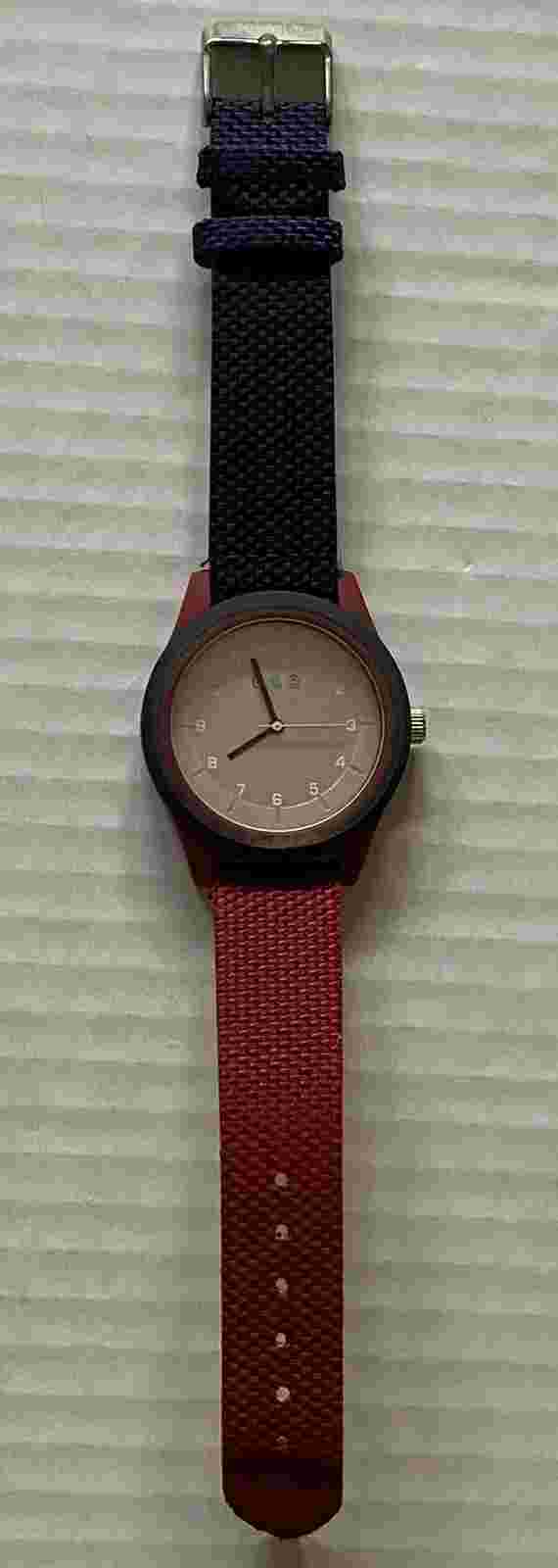 Crayo Pleasant Silver Dial Navy and Maroon Leatherette Watch CRACR3906 Ret $179
