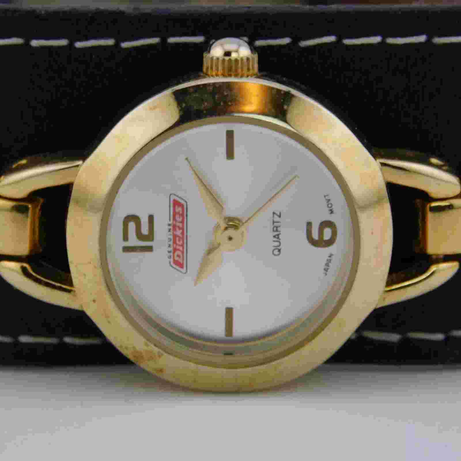 Genuine DICKIES Genuine Leather Quartz Analog Women's Watch New Battery