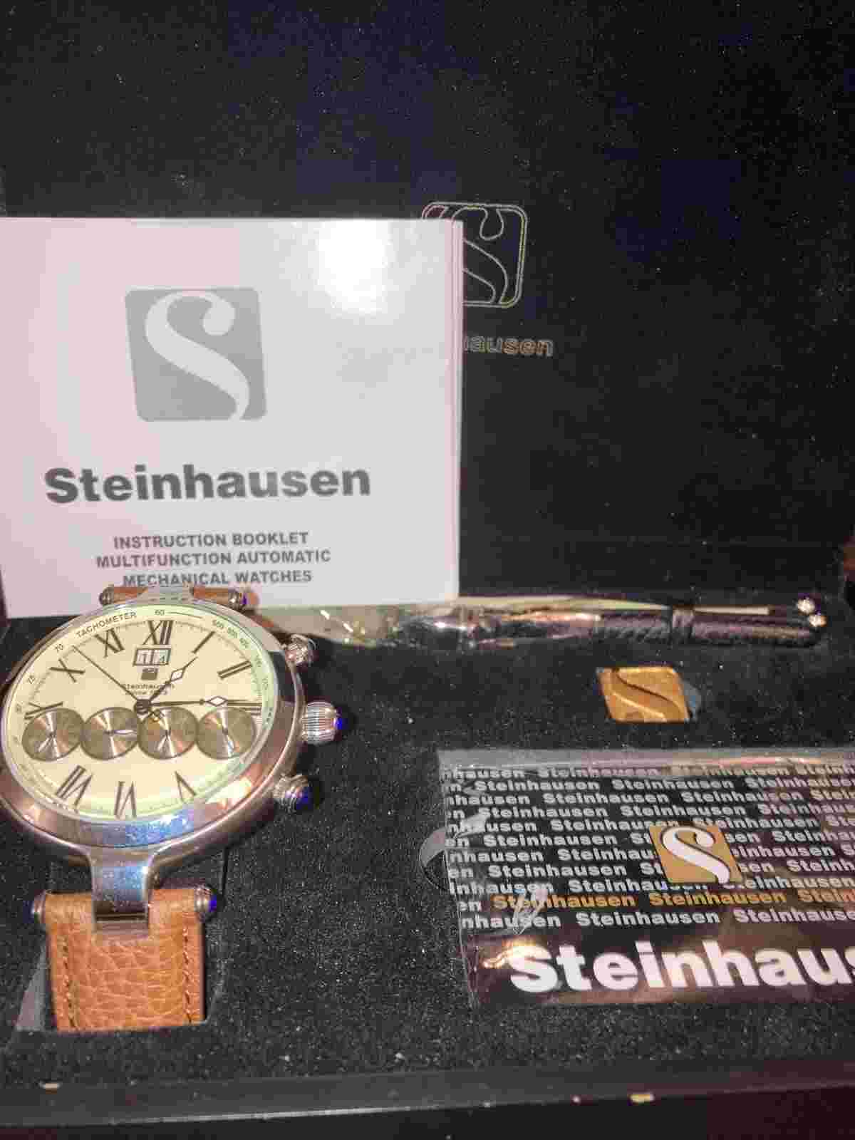 Mens Steinhausen 35 jewel automatic chronograph Papers & Box xtra Band Incuded