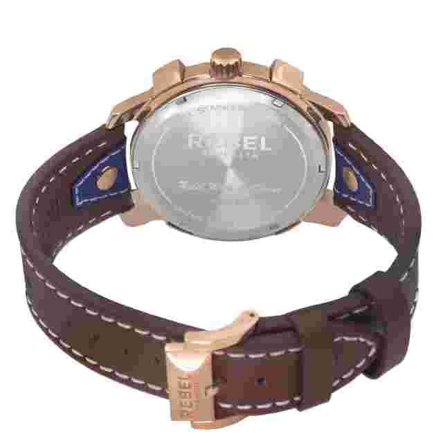 Rebel Men's RB121-8151 Weeksville Rose-Gold IP Steel Khaki Leather Wristwatch