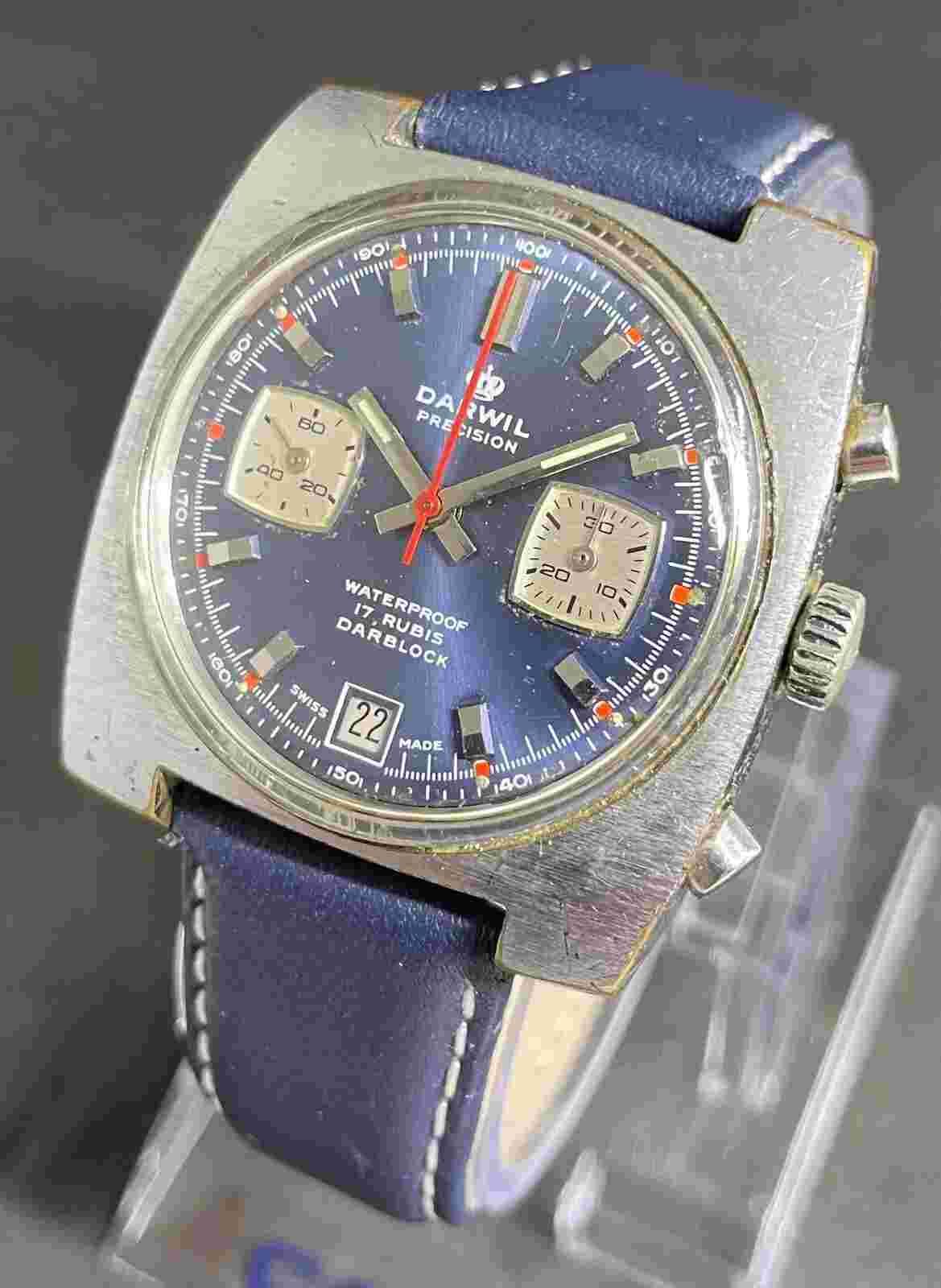 Rare Vintage chronograph watch DARWIL PRECISION, cal.Valjoux 234 , Jew.17