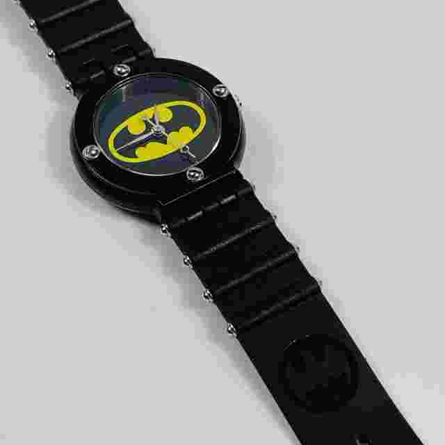 Vtg Quintel Batman 1989 Watch Black Yellow Logo Dial
