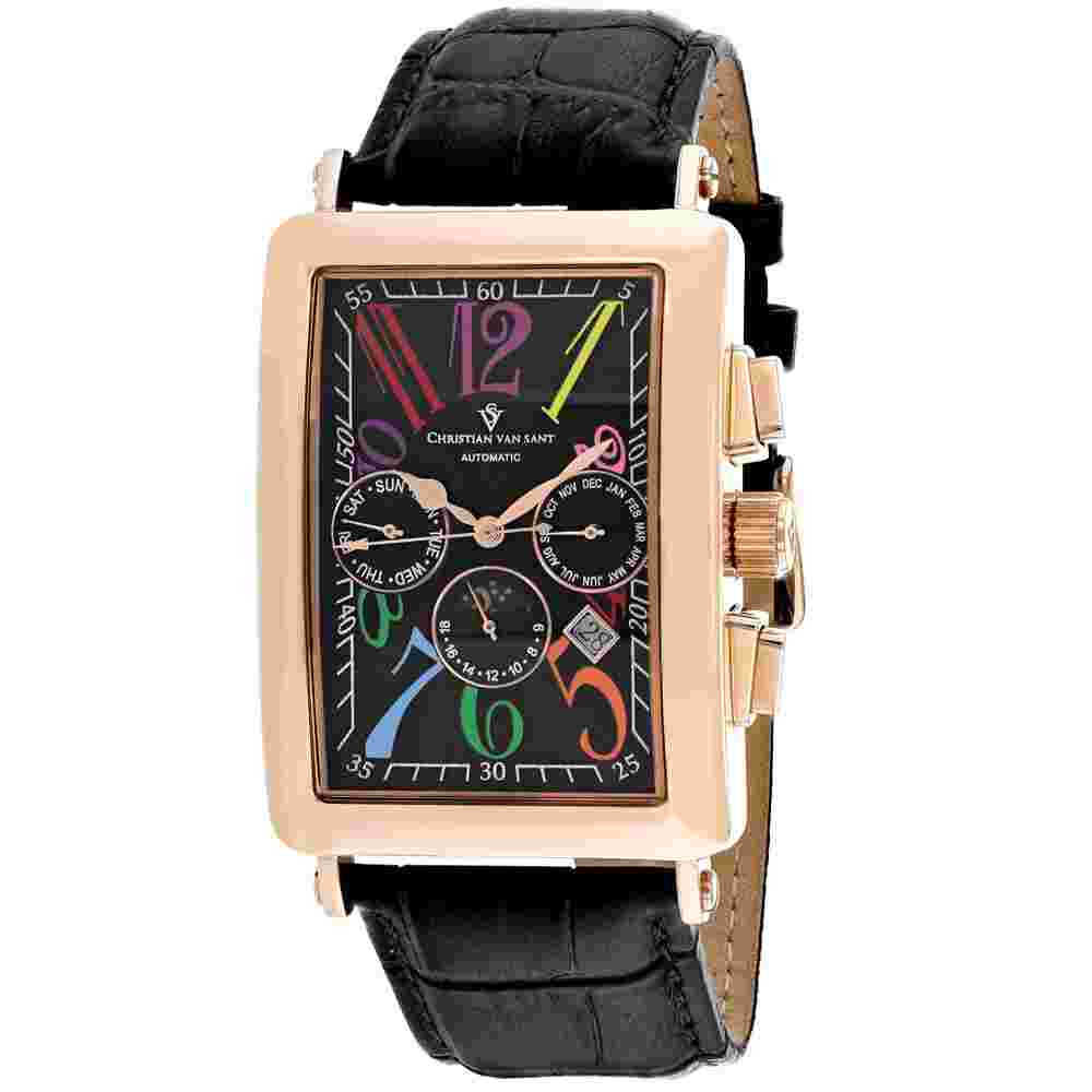 Christian Van Sant CV9143 Prodigy 52mm Men's Black Leather Watch