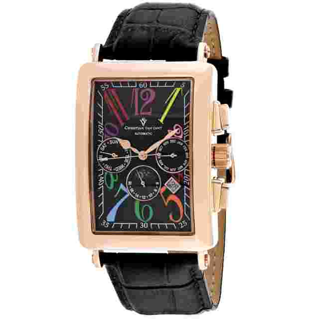 Christian Van Sant CV9143 Prodigy 52mm Men's Black Leather Watch