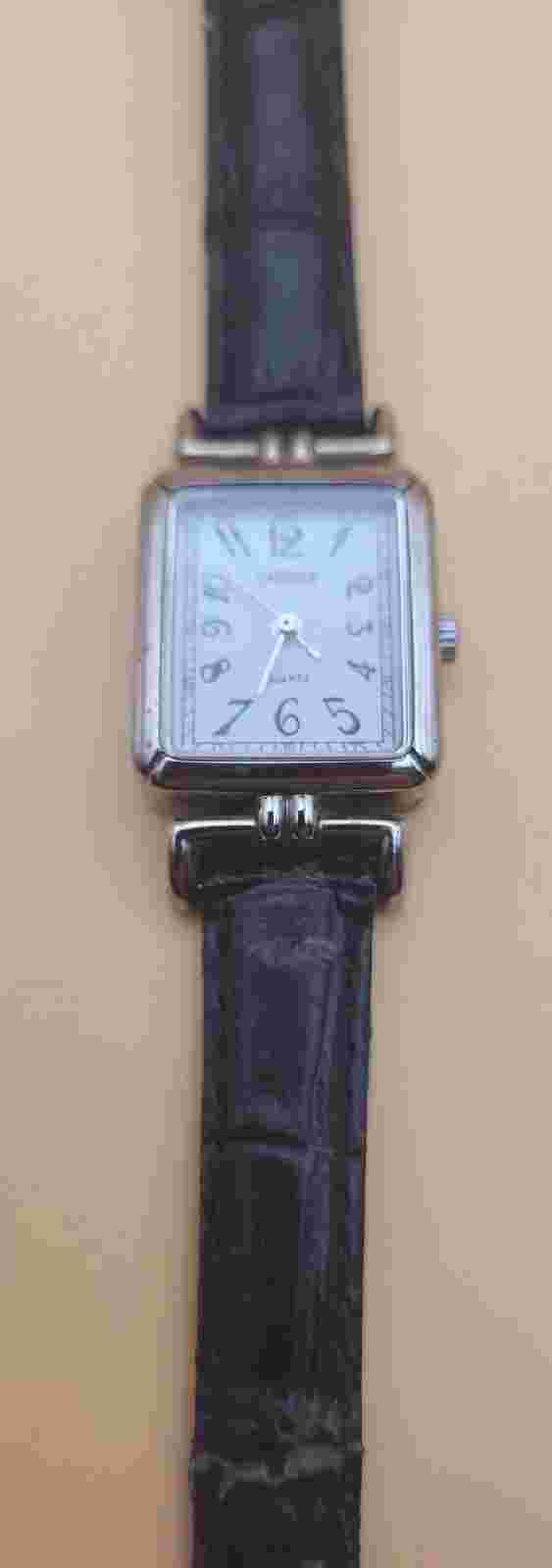 Carriage Women's C2A901 Silver-tone Rectangular Case Black LTHR Strap Watch-h64