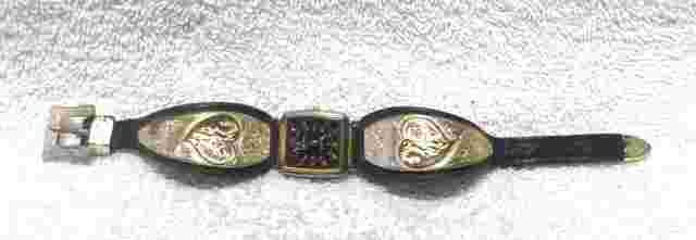 Montana Silversmiths Watch Gold Hearts Silver Swirl Black Leather New Bat Great