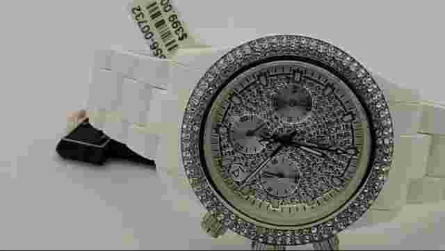 ToyWatch Velvety Chrono White & Silver w Swarovski Crystals - VVCMS05WH
