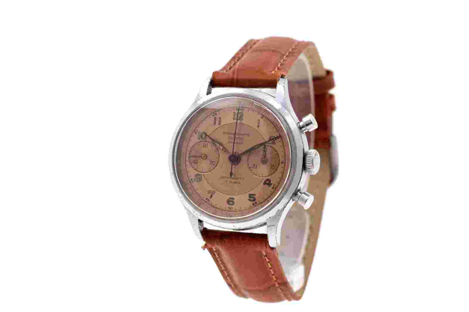 Chronograph Suisse Vintage Caliber Landeron 148 nice Copper Dial (SO1357)