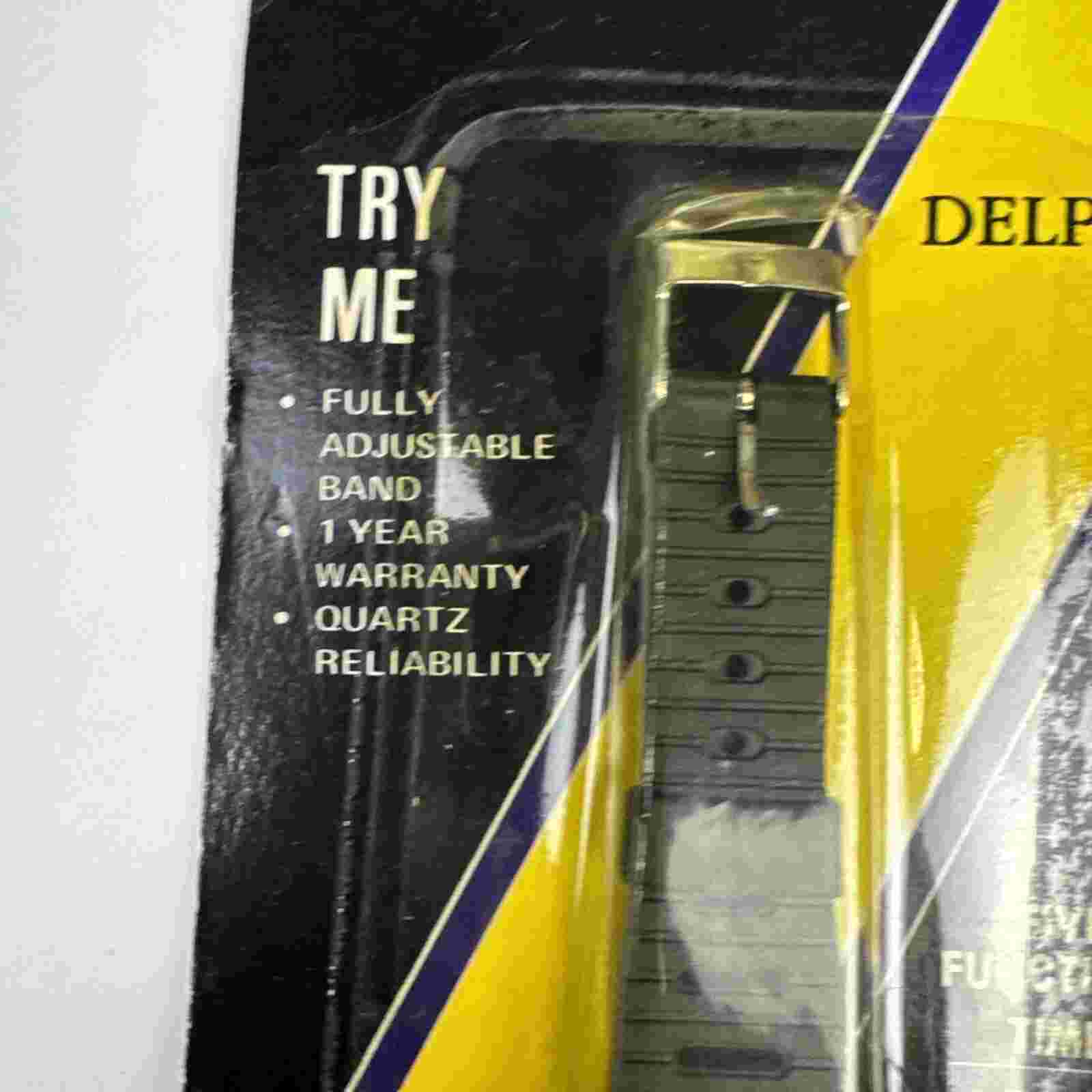 Vintage Delphi Digital LCD Quartz Watch Black Retro Vibe Sealed New Old Package