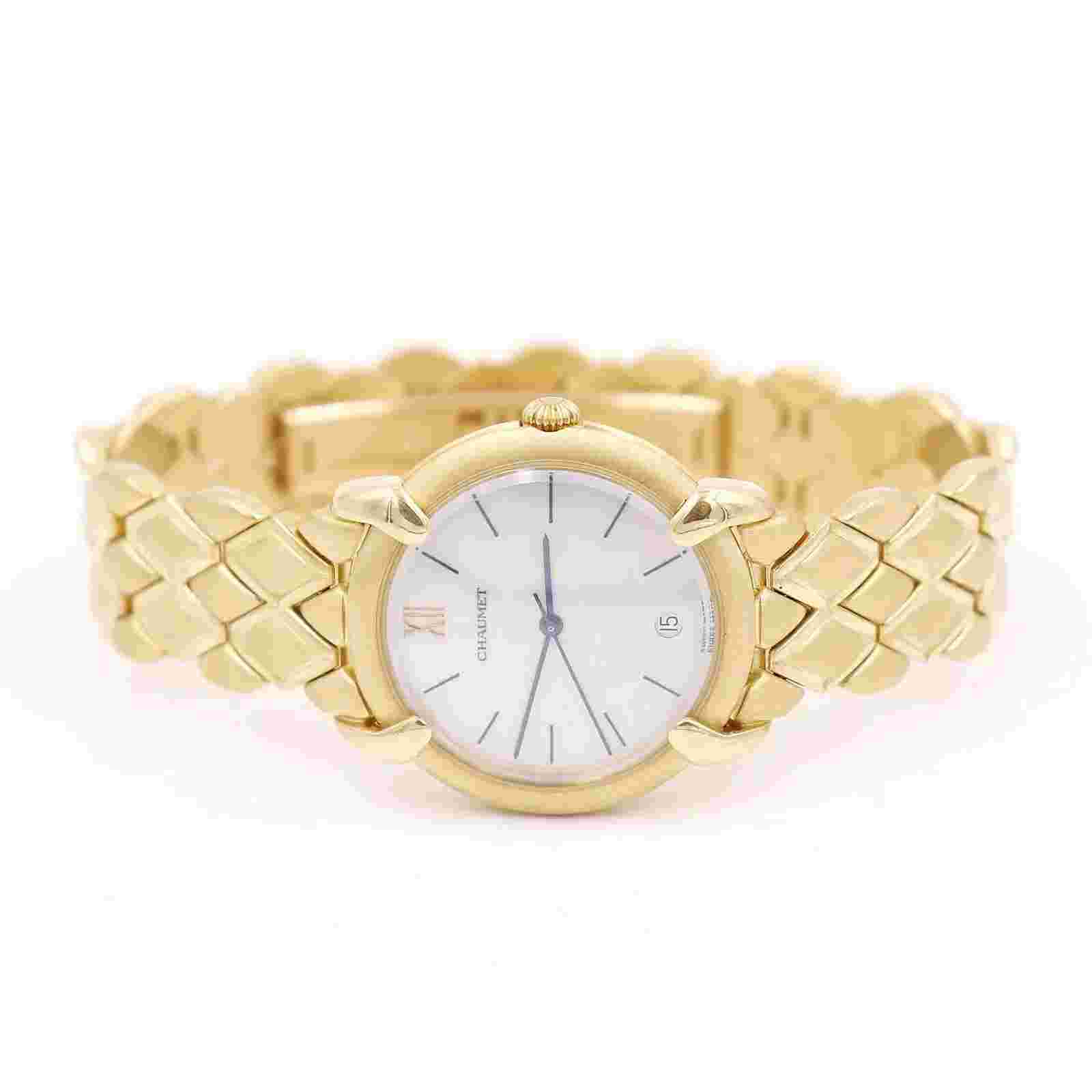 Chaumet Paris Elysees White Dial Solid 18k Gold Swiss Made 32mm Men's Watch