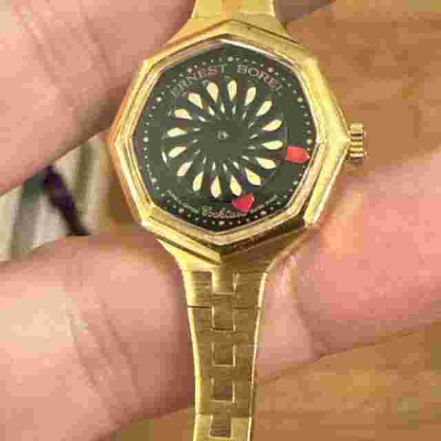 Rare Ernst Borel Ladies Cocktail Kaleidoscope Watch Octogonal Gold tone runs wel