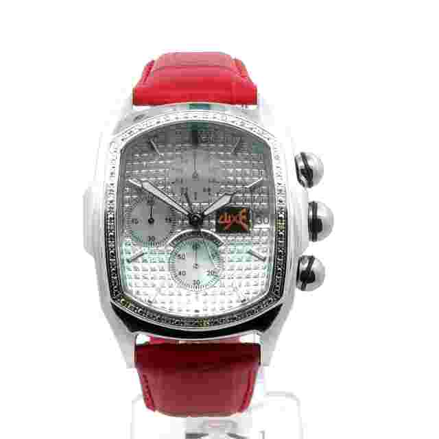 Techno Trend Luxe Men's Diamond Red Alligator Leather Band Watch