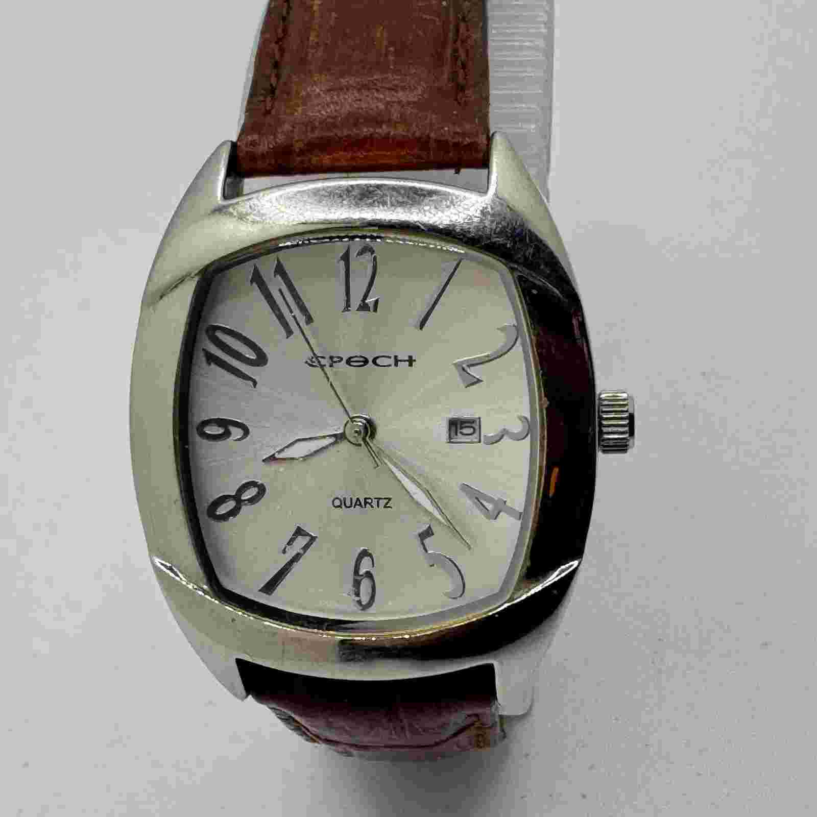 Epoch Quartz Watch Unisex Silver Steel Barrel Japan Movt Date Analog New Battery