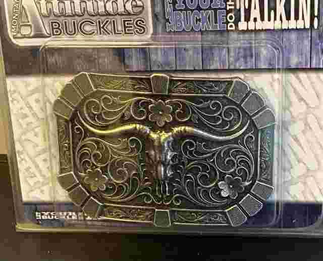 Montana Silversmiths Longhorn Skull Attitude Belt Buckle New