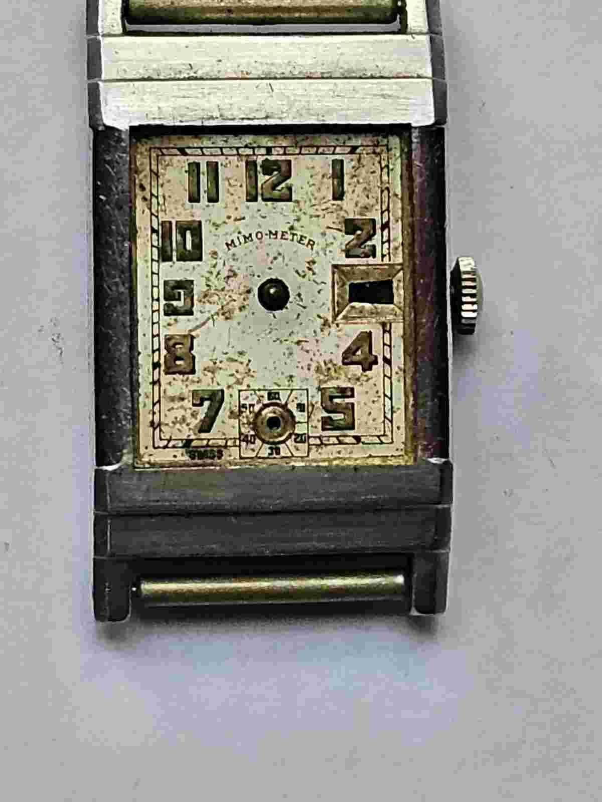 Mimo Meter Rectangle  Case Watch  Needs Crystal  A Service Hands