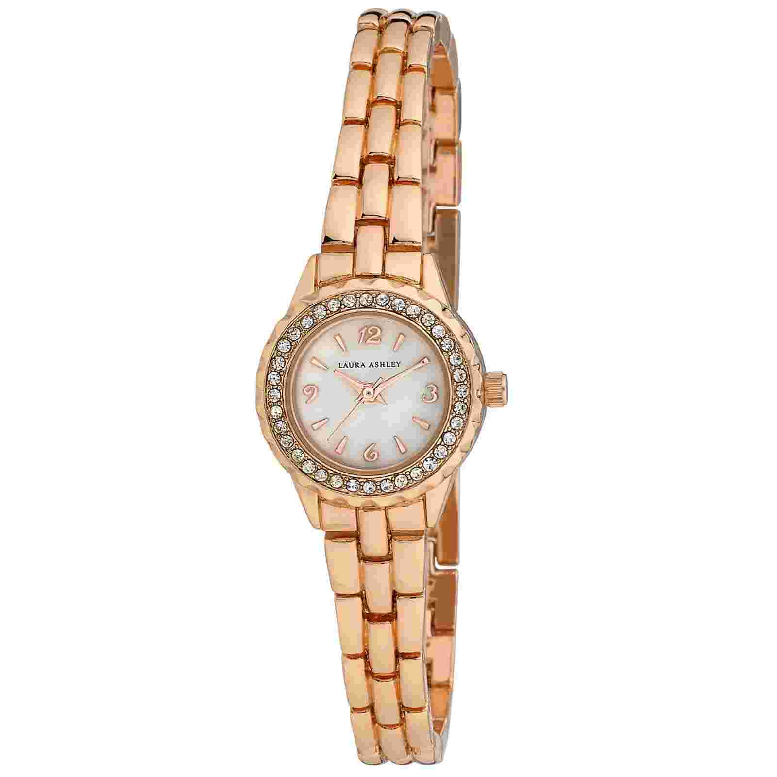 Laura Ashley Women's Mini 26mm Link Crystal Bezel Bracelet Watch