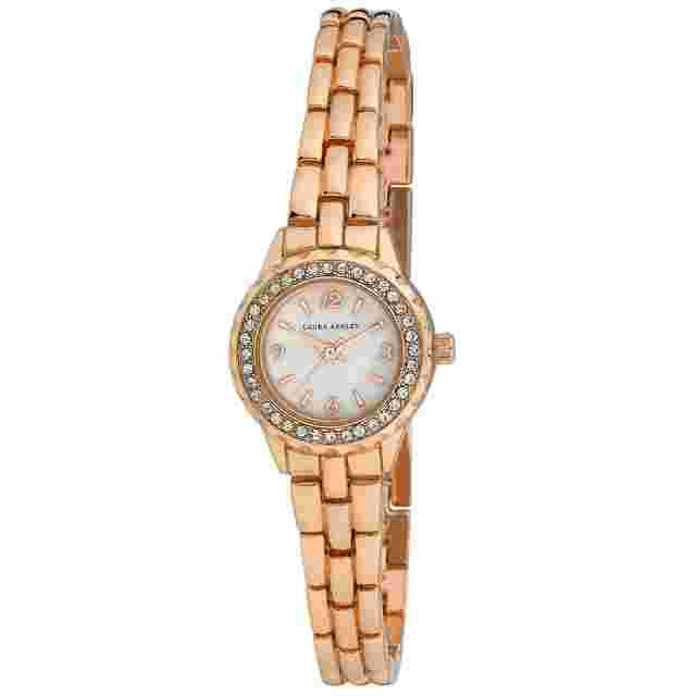 Laura Ashley Women's Mini 26mm Link Crystal Bezel Bracelet Watch