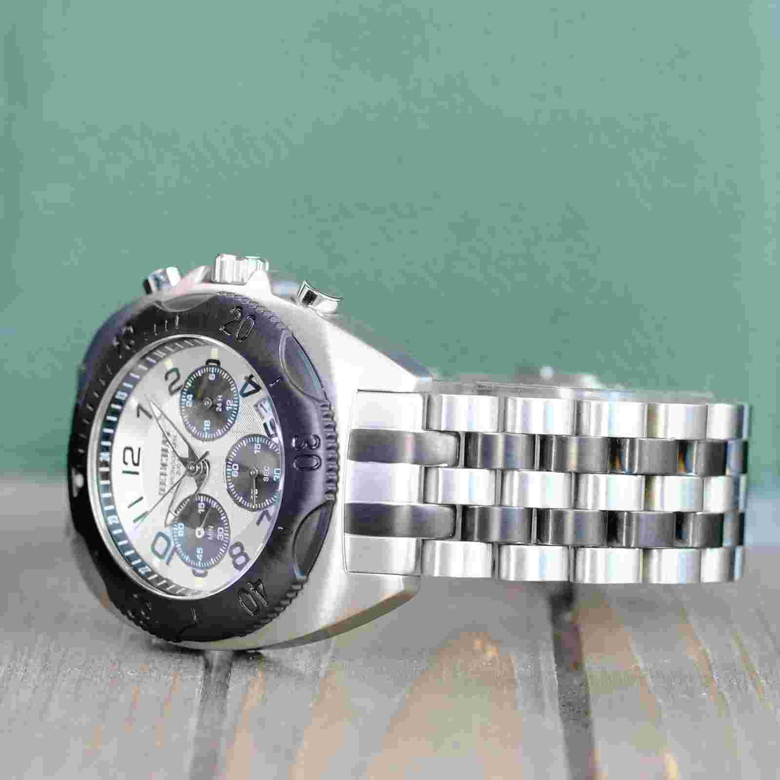 BEUCHAT TIKEHAU MENS WATCH BLACK & SILVER CHRONOGRAPH 200M