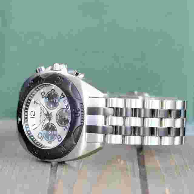 BEUCHAT TIKEHAU MENS WATCH BLACK & SILVER CHRONOGRAPH 200M